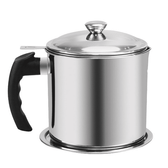 Bacon Grease Container with Strainer,Kitchen Oil Container Can with Strainer and Anti-slip coaster tray