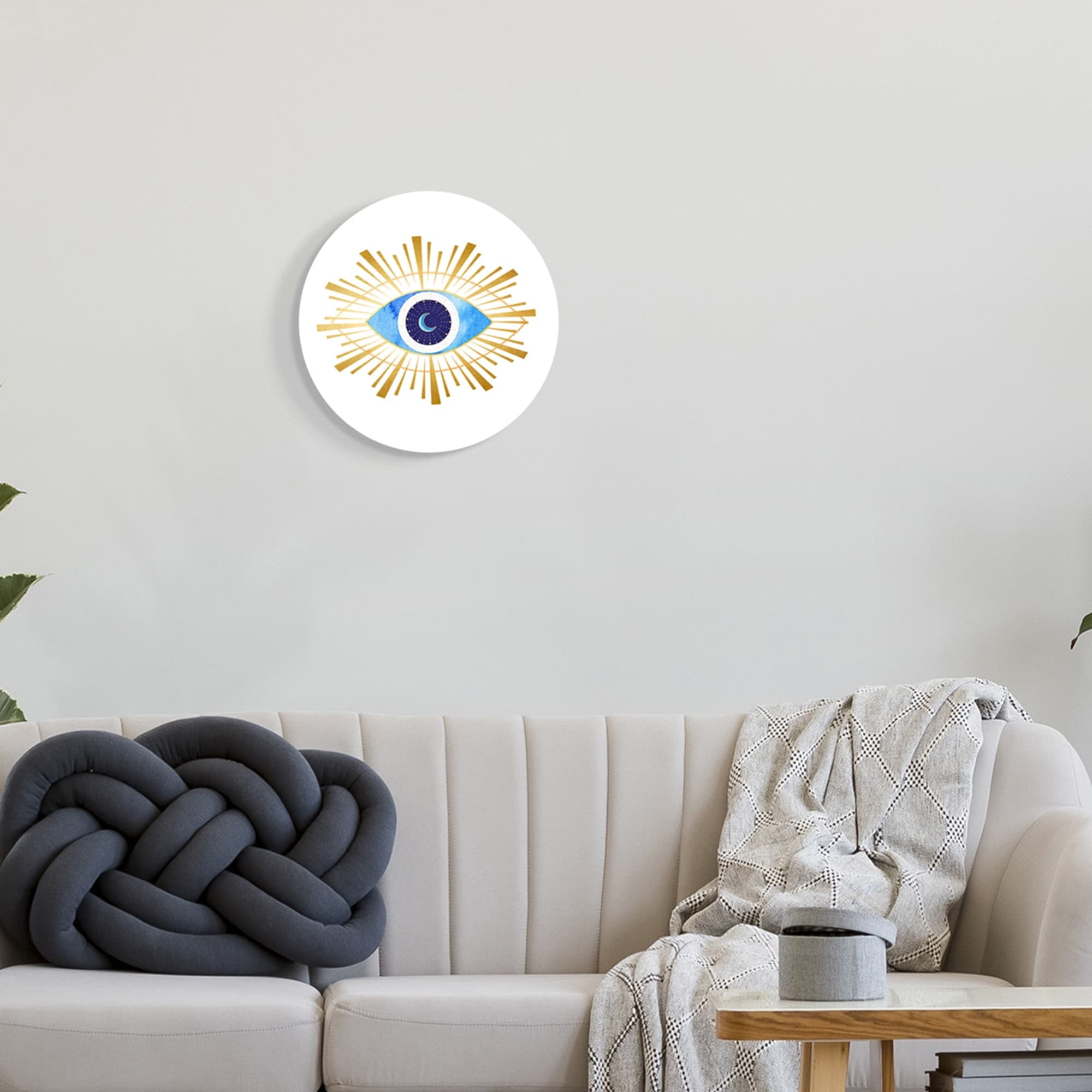 Stupell Industries Bold Blue Evil Eye Radiant Abstract Shapes Crescent Moon,12 x 12,Design By Amanda Greenwood