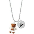 thumbnail image 1 of Delight Jewelry Resin Angel Bear Silvertone Script Initial Disc - M - Charm Necklace, 20"+3", 1 of 4