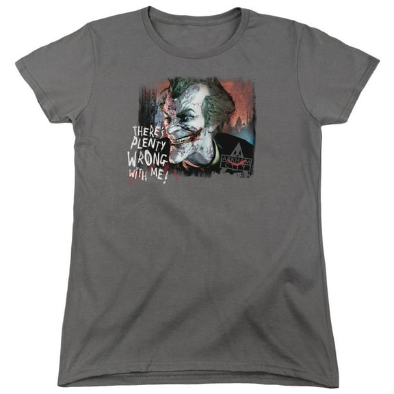 Batman Arkham City Plenty Wrong S/S Women's T-Shirt-Charcoal