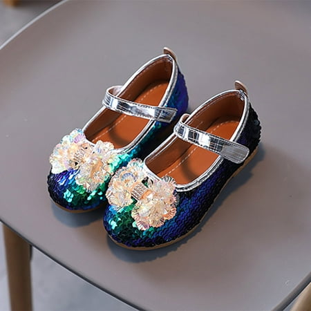 

ZMHEGW Children Shoes Summer Autumn Cute Girls Casual Colorful Sequins Shiny Bow Flat Bottom Lightweight Comfortable