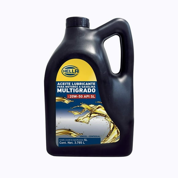 Aceite Para Motor HELLA Gasolina 20W50 SL 3.78 Litros Para Autos Livianos Alto Kilometraje