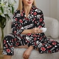 thumbnail image 4 of Goofa Vintage Skull Casino Printed Women’s 2 Piece Pajama Set Super,Pajamas Women's Long Sleeve Sleepwear Soft Button Down Loungewear Pjs Lounge Set Nightwear-, 4 of 9