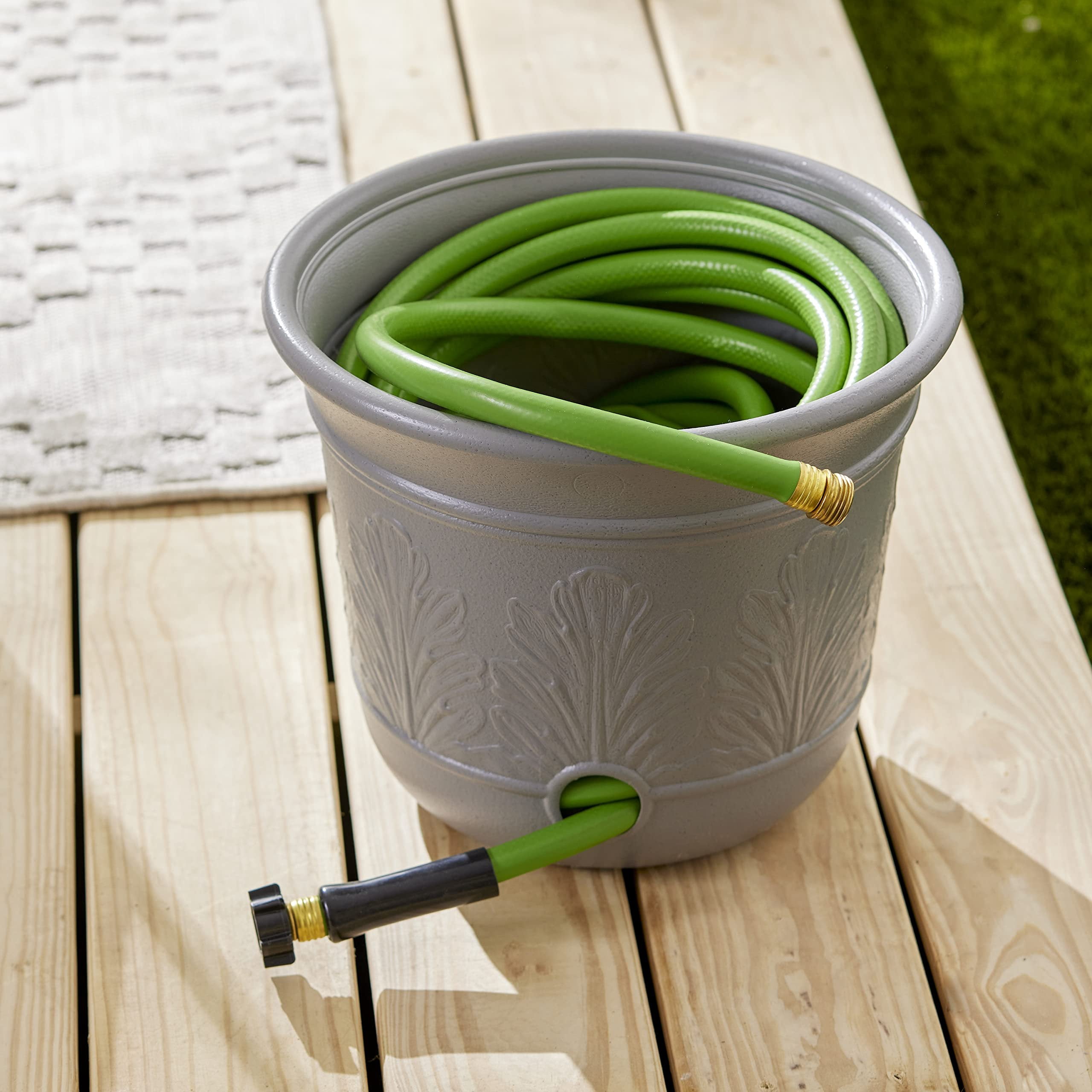 Suncast Garden Hose Planter CPLHPL100 - Heavy Duty Expandable Resin - 2 Pack, 5 Gal, Gray