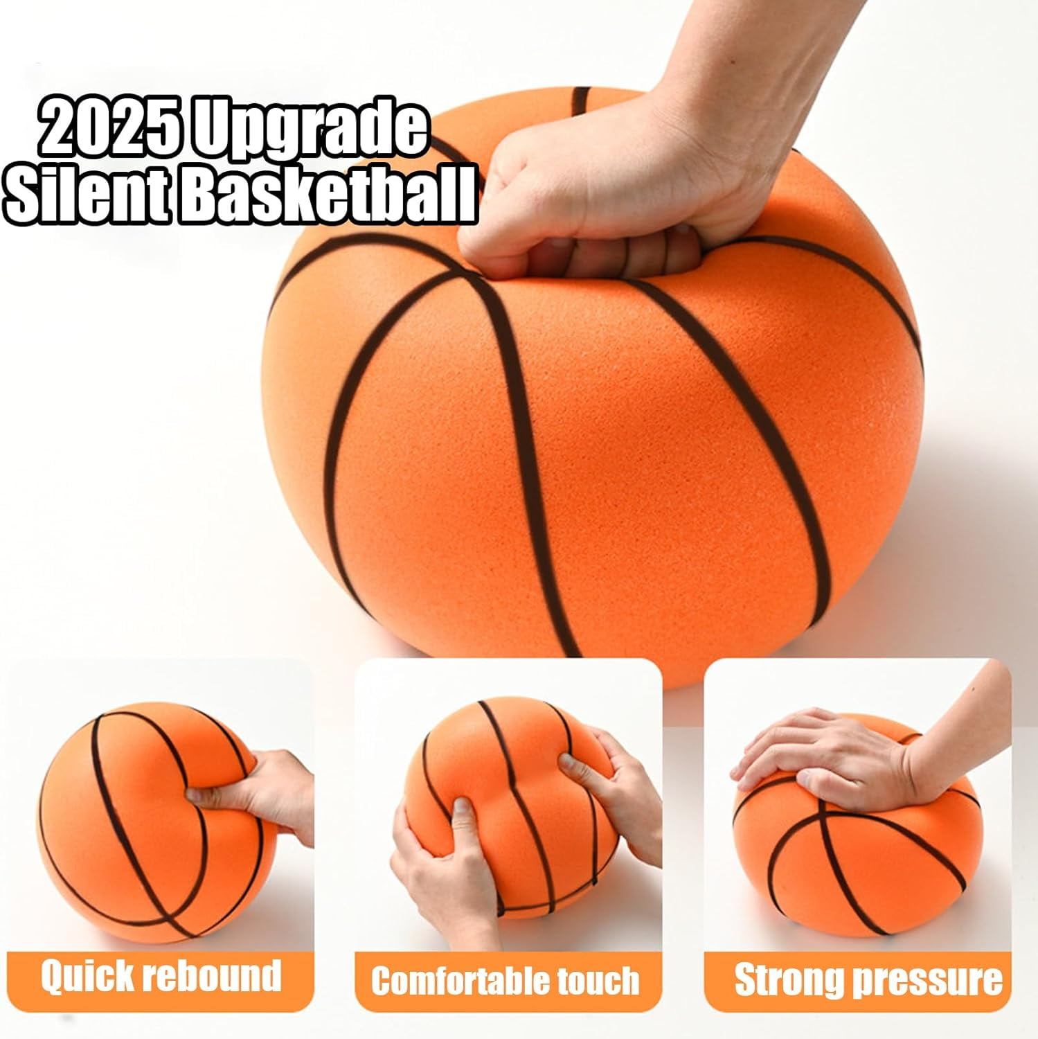 Silent Basketball Size 7 (29.5") - Upgrade Foam Basketball Arcade Game Indoor,Ball for Quiet Dribbling and Indoor Training,Pro PU Foam Ball – Higher Bounce