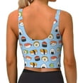 thumbnail image 4 of Goofa Kawaii Sushi (2) Printed Sports Bras for Women, High Impact Running Bra Workout Crop Tank Tops Longline Sports Bra Push up-Medium, 4 of 9