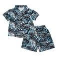thumbnail image 3 of Ahuyic Boys Girls 2 Piece Outfits, Casual Outfit Sets for Toddler ,Summer Childrens Casual Ice Silk Short Sleeve Lapel Sets And Short Pants Two Pieces Set,Blue,2 Years, 3 of 4