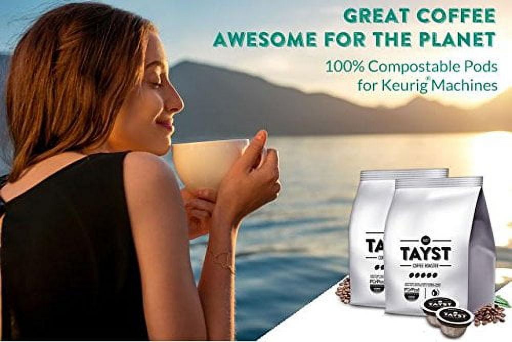 Tayst Medium Roast Coffee Pods | 100 ct. Medium Sample Box | 100% Compostable Keurig K-Cup compatible | Gourmet Coffee in Earth Friendly packaging