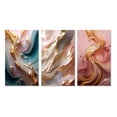 thumbnail image 2 of Designart "Exquisite Symphony of Waves Liquid Gold, Pink, and Blue I" Abstract Shapes Wall Art Set Of 3 - Transitional Gold Gallery Wall Set For Home Decor, 2 of 6