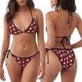 thumbnail image 3 of KLL Ensemble Bikini à Carreaux Rouges Flocon de Neige pour Femmes, Ensemble Bikini Deux Pièces avec Haut Licou et Bas Aguichant, 3 of 6