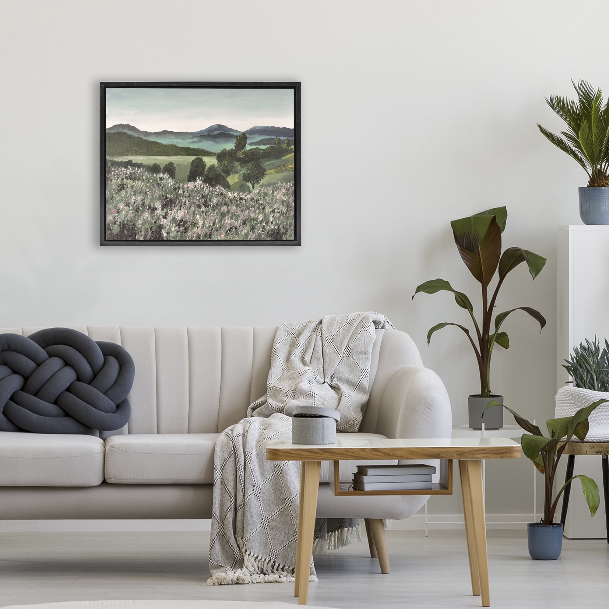 Stupell Industries Windblown Meadow Blooms Black Framed Floater Canvas Wall Art, design by Lee Ann Zirbes