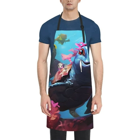 

Ocsxa Lively Cute Turtle Apron With Pockets Kitchen Bib Waterproof Resistant Women Men Unisex Adjustable