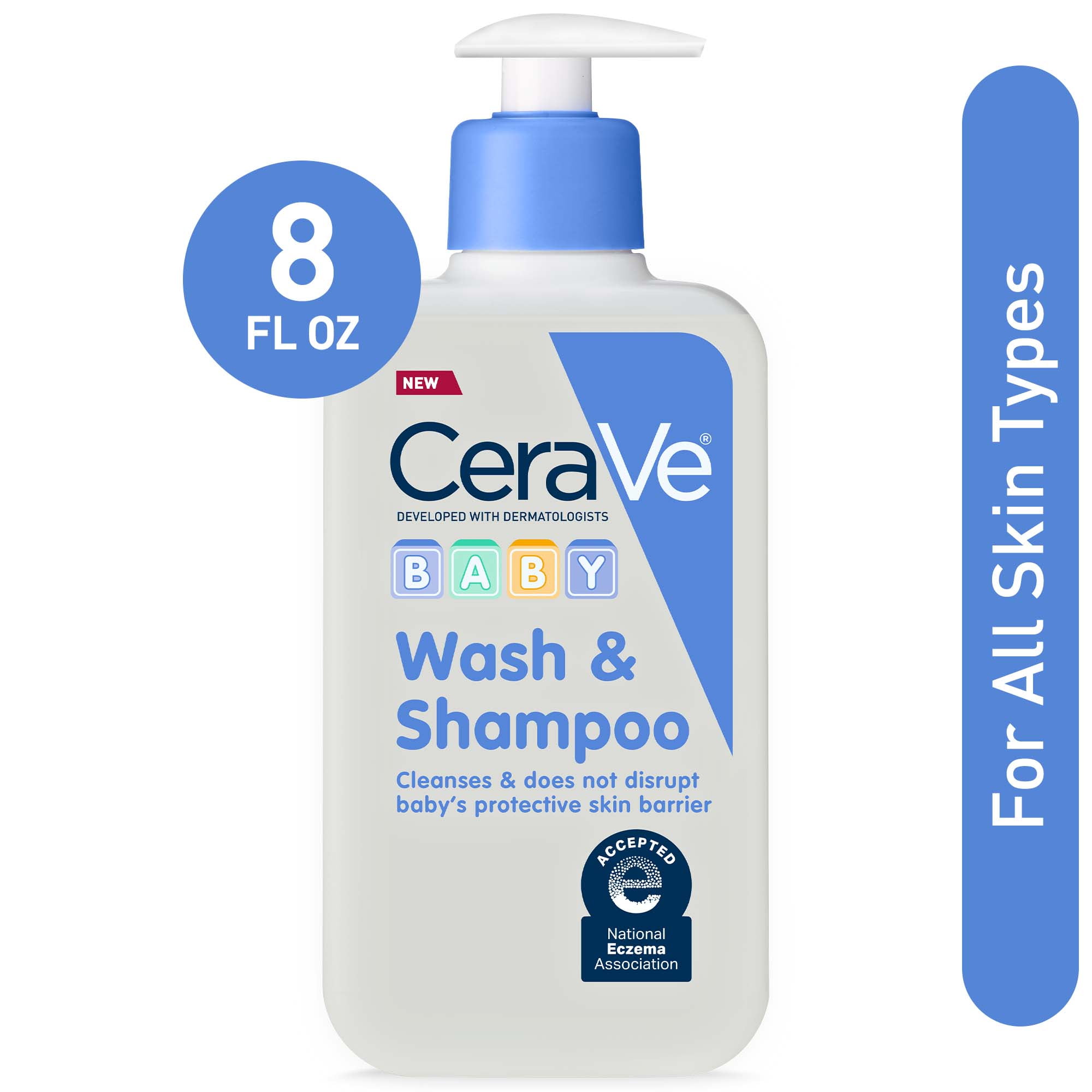 CeraVe Baby Wash & Shampoo, Tear FreeSensitive Baby Soap, 8 Fl Oz
