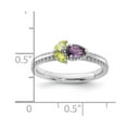thumbnail image 2 of 2.75mm 925 Sterling Silver Stackable Rhodium Plated Amethyst Peridot Flower Ring Size 7 Stackable Ring for Women, 2 of 2