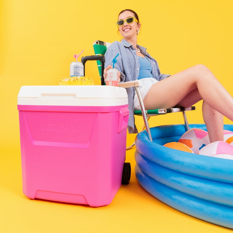 Igloo 60 QT Laguna Ice Chest Cooler with Wheels, Fuchsia Pink