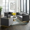 thumbnail image 2 of Tufted Armchair and Sofa Set, Velvet, Grey Gray, Modern Contemporary Urban Design, Living Lounge Room Hotel Lobby Hospitality, 2 of 6