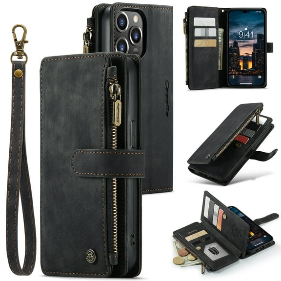 iPhone 14 Pro Wallet Case, Magnetic Closure Detachable Leather Flip Case Card Holders Phone Stand, iPhone 14 Pro Case Wallet RFID Blocking Phone Case