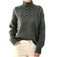 thumbnail image 2 of Women's Turtleneck Sweater Cable Knit Long Sleeve Casual Pullover Fall Winter Thermal Jumper Top for Daily Layering & Office Casual, 2 of 8