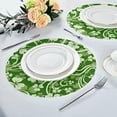 thumbnail image 4 of GZHJMY St Patrick's Day Clover Round Placemasts Set of 4, Non-Slip Heat Resistant Place Mats Washable Kitchen Dining Table Mats, 15.4", 4 of 5