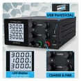 thumbnail image 6 of Adjustable DC Power Supply 30V 10A LCD Screen Protect Eyes USB Digital Lab Bench Voltage Regulator Switch ,Voltage Consistency, 6 of 7