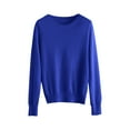 thumbnail image 5 of Women's 100% Merino Wool 2024 Fall Winter First-Line Ready to Wear Long Sleeve Seamless Knit Crewneck Sweater Dark Blue XL, 5 of 9