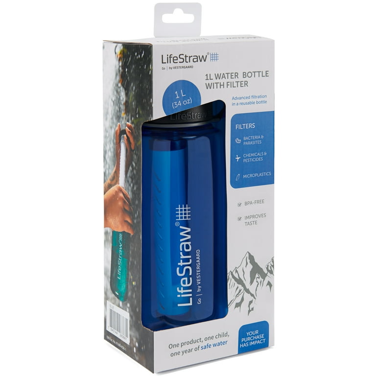 LifeStraw Go 1L Water Filter Bottle for Hiking, Camping, Travel, Survival,  and Everyday Use 