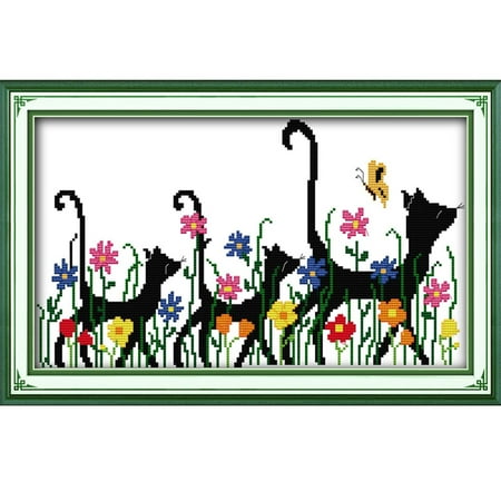 Counted Cross Stitch Hand Towels DIY Handmade Needlework Counted Cross Stitch Set Embroidery Kit 14CT Three Animals Pattern Cross-Stitching 41 * 28cm Home Decoration ()