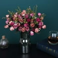 thumbnail image 5 of Coolmade 7 Branch 21 Heads Artificial Silk Fake Flowers Leaf Rose Wedding Floral Decor Bouquet,Pack of 2 (Rose Coffee), 5 of 9