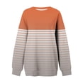 thumbnail image 3 of Jinhomg Fashion Striped Sweatshirt for Women Casual Comfy Long Sleeve Crew Neck Pullovers Oversized Going Out Wear Winter Saving Orange S, 3 of 4