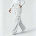 thumbnail image 6 of Cargo Pants For Women Corduroy Wide Leg Baggy High Waisted Stretch Jeans Pockets Straight Casual Jeans, 6 of 7