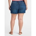 thumbnail image 3 of Terra & Sky Women's Plus High Rise A-Line Denim Shorts, 5" Inseam, Sizes 16W-26W, 3 of 5