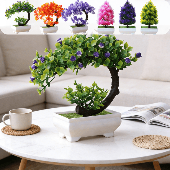 CuiLiyq Artificial Bonsai Tree, Simulation Plastic Plants, Indoor Small Fake Plants Decor, Garden Desk Home Desktop Office Bathroom Shelf Bedroom Living Room Decoration