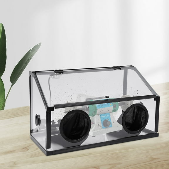 Miumaeov Fully Enclosed Dust Box Acrylic Cover with LED Light and Fan For Electric Grinding Table Polisher 110V 30W