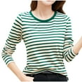 thumbnail image 2 of Timegard Fall Tops for Women Striped Long Sleeve Basic Tee Shirts Casual Slim Comfy Crewneck Tops, 2 of 3