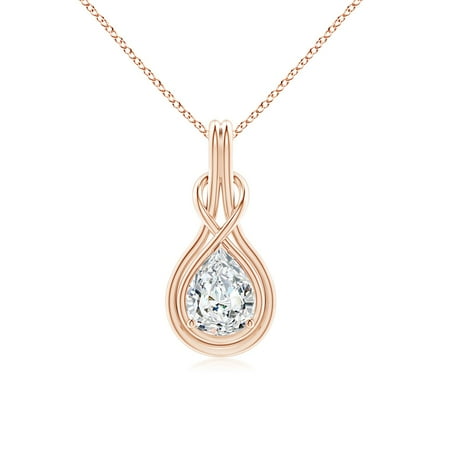 ANGARA IGI Certified Lab Grown 1 Ct Diamond Infinity Knot Pendant for Women in 14K Rose Gold (Size-9×5.5mm| Color-F-G| Clarity-VS) | Anniversary Jewelry Gift for Women | Lab-Grown Diamond Necklace