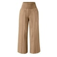 thumbnail image 4 of Seductiva Soft Leggings for Women Linen Pants Women Summer Wide Leg Pants Drawstring Elastic Waist Pants High Waisted Pants Casual Beach Trousers Loose Casual Pants, 4 of 5
