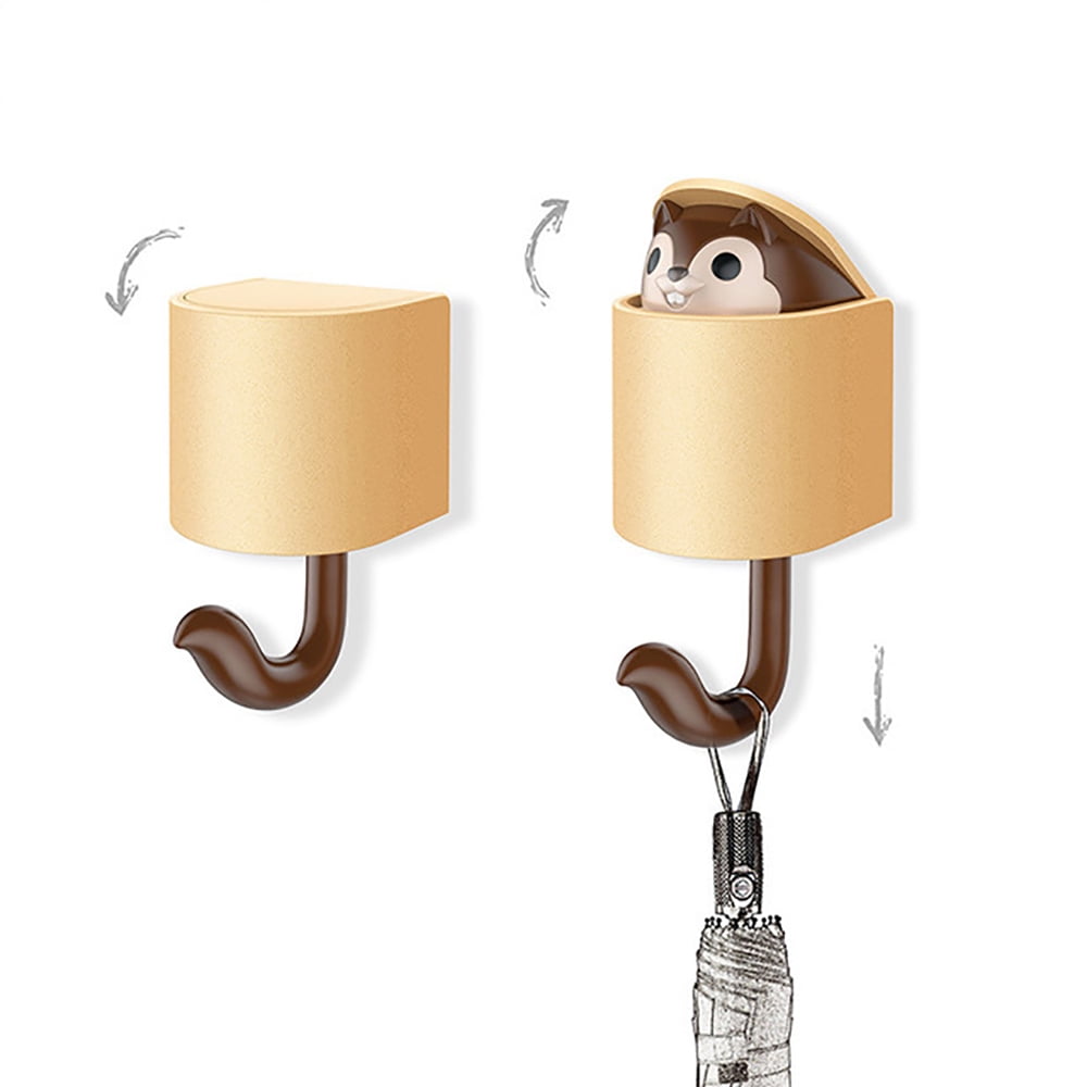 polypropylene grey 5.1 x 5.3 x 8.7 cm DOITOOL Cartoon Squirrel Wall Plug Hook Hook Hook Wall Hanger for Kitchen Bathroom Coat Hat Brown 