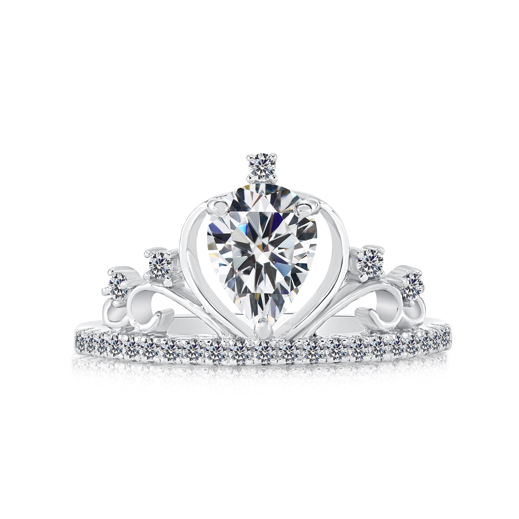 Tilo Jewelry .925 Sterling Silver Royal Princess Tiara Ring with Cubic Zirconia CZ Stones | Size 5 | Women & Unisex