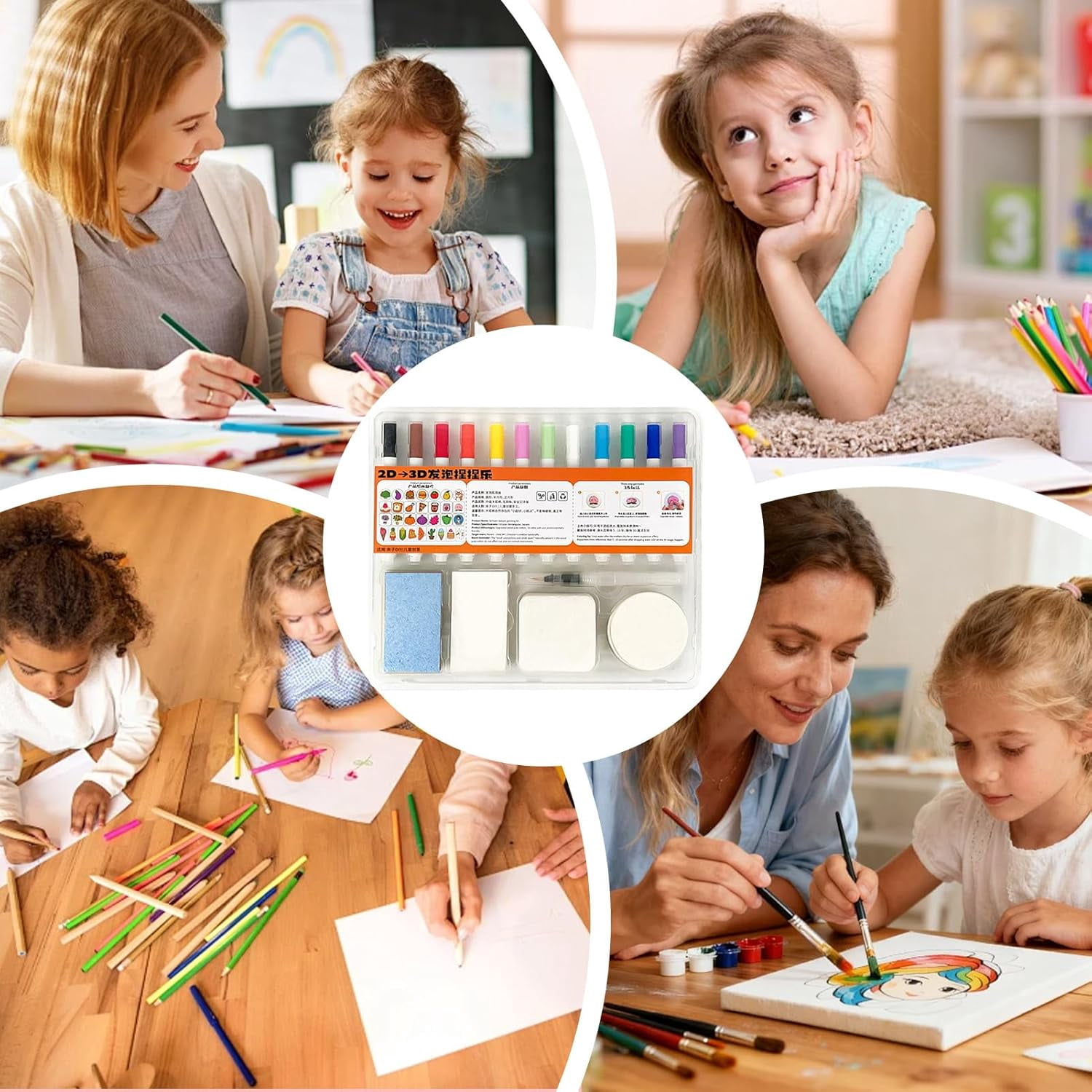 Foam Texture Painting Kit for Kids & Adults - DIY 3D Puffy Paint Set with Sensory Art Markers, Creative Craft Supplies for Easter, Home Decor, Garden Party & Classroom Activities(DSF)