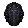 thumbnail image 4 of BOOMILK Women Shiny Sequin Jacket Plus Size Varsity Jackets Long Sleeve Zip Up Party Bomber Coat, 4 of 8