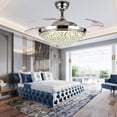 thumbnail image 3 of Miumaeov 42 inch Fan Ceiling Light and Remote Control Kit, Invisible Ceiling Fan with Light Crystal Chandeliers Fan LED Three-Color Lights Retractable Blades, Silver, 3 of 8