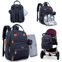 BabbleRoo Baby Diaper Bag Backpack, Waterproof Travel Bag, Unisex, Navy Blue
