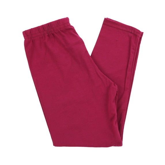 Ola Mari KID'S Full Ankle Length Solid Skinny Leg Cotton Leggings, 2, Burgundy