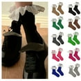 thumbnail image 2 of Yokua Women Elegnat Ribbed Cotton Socks Ruffled Lace Trimmed Candy Color Crew Socks, 2 of 21