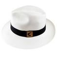 thumbnail image 6 of Toquilla Straw Panama Hat Ecuador Handwoven - Fedora Style with Gift Bag and Box (White - Black Band, Small), 6 of 7