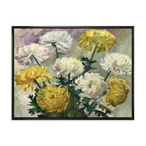 Designart 'Golden and White Daisies' Traditional Framed Canvas Wall Art Print