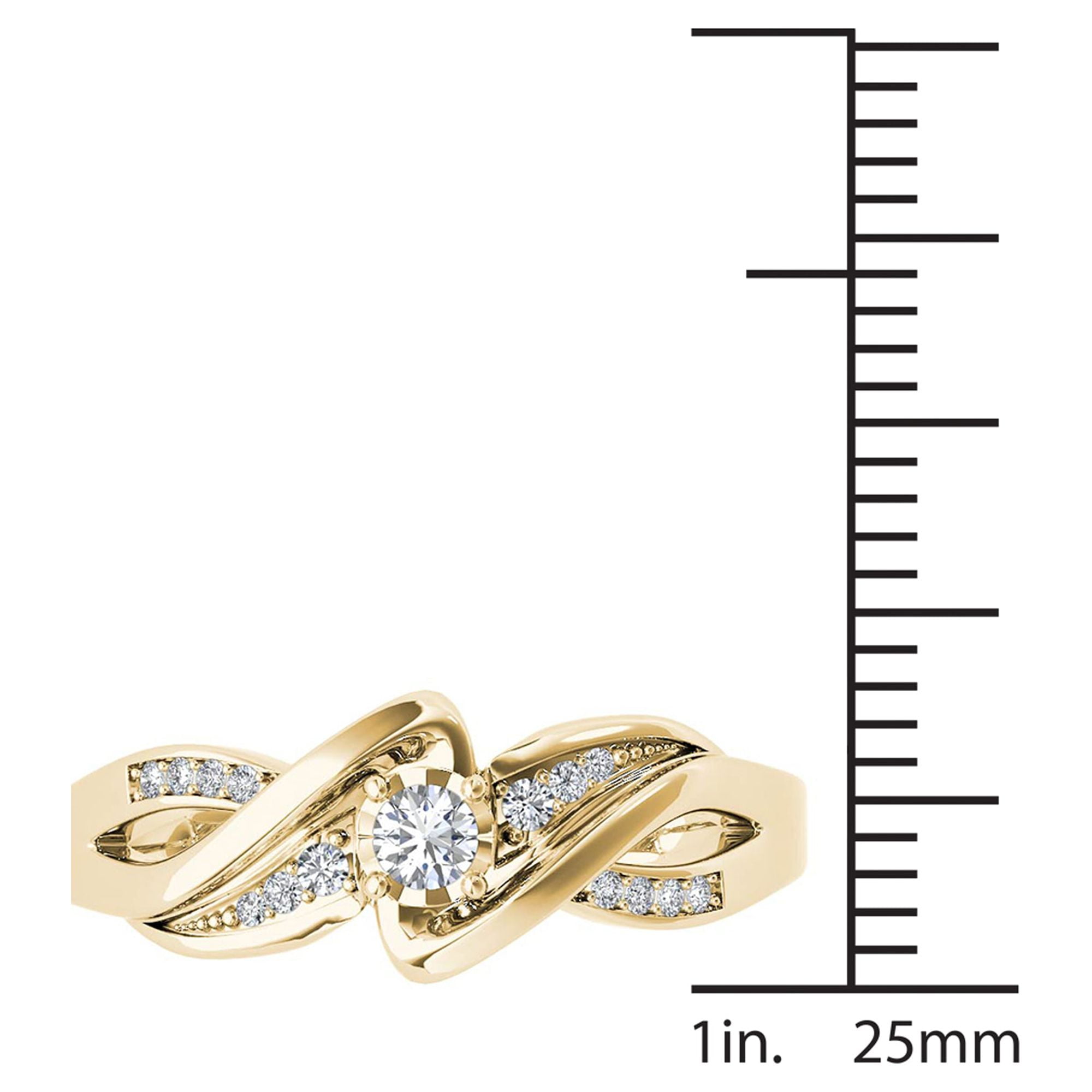 1/6Ct TDW Diamond 10K Yellow Gold Bypass Engagement Ring