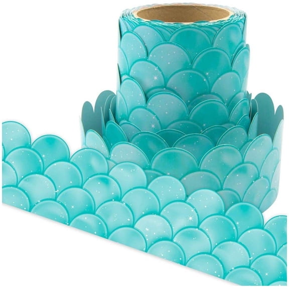 Wiywef 20M Gradient Bulletin Board Border Sticker Wavy Edge Scallops Straight Border Rim for Home Decor Party Supplies