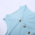 thumbnail image 5 of Women Casual Sleeveless Embroidery Eyelet Tank Tops Summer Button Down V Neck Loose Fit Soft Tee Shirts Vest Muscle Womens Baggy Casual Shirts Women Athletic Crop Tops Backless Top Women Ballet Tops, 5 of 7
