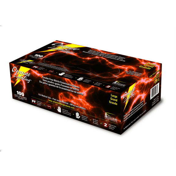 Atlantic Safety Company Orange Lightning XLarge Orange Nitrile Gloves